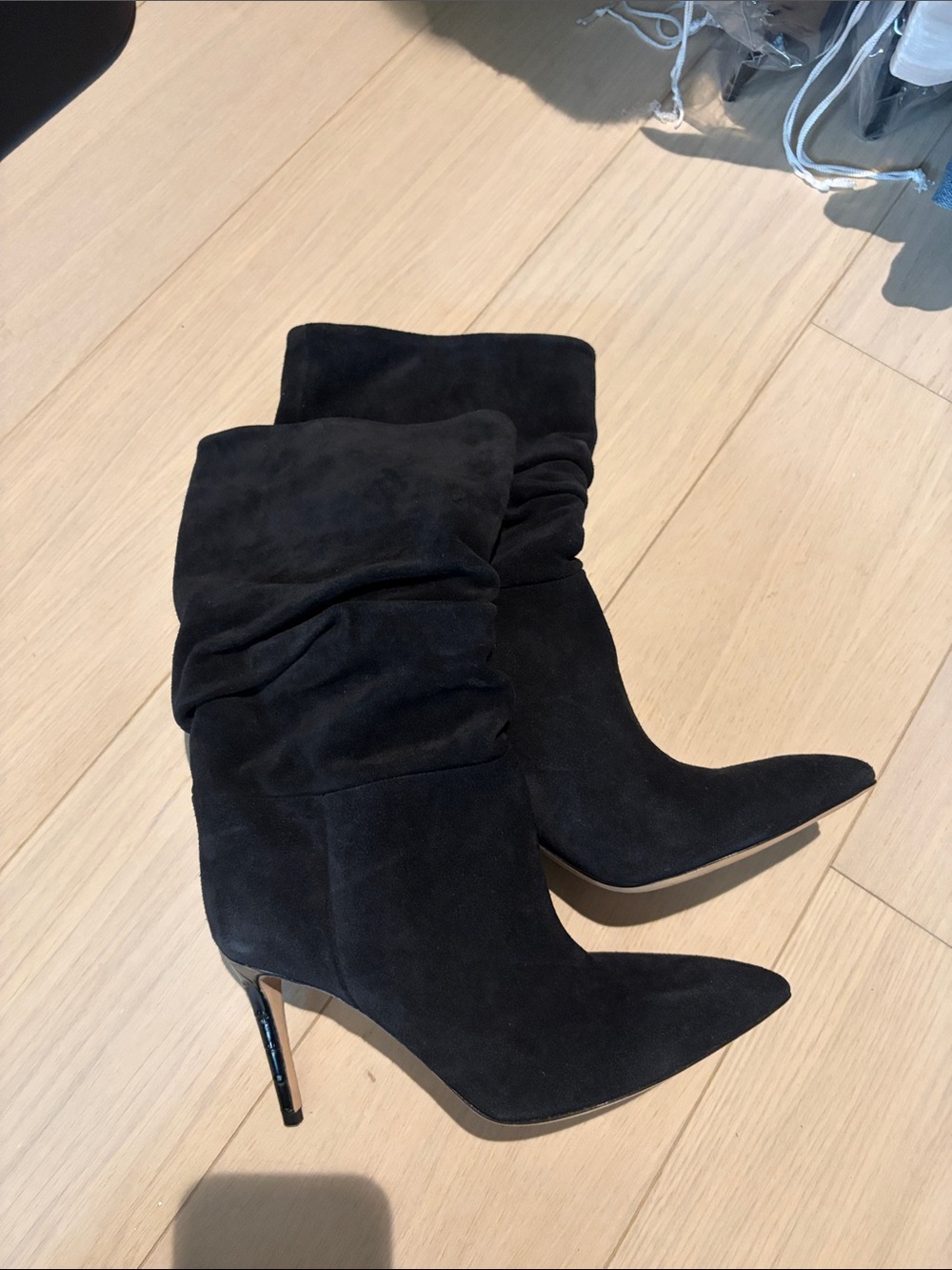 Paris Texas Black Slouchy Pointed-Toe Stiletto Boots (US 8)